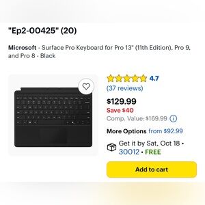 Microsoft Black Surface Pro Keyboard